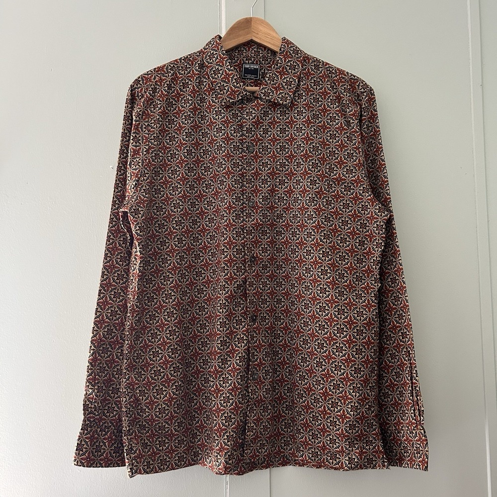 Todd Snyder Ceplok Geometric Pattern Long Sleeve Button Down Shirt Men's L - Picture 2 of 13